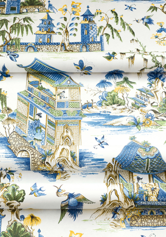 Thibaut Grand Palace Wallpaper in Blue & White